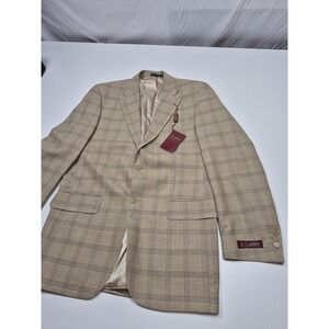 S Cohen Blazer Mens 40L Beige 100% Wool Plaid Gibson Sport Coat Jacket FLAW